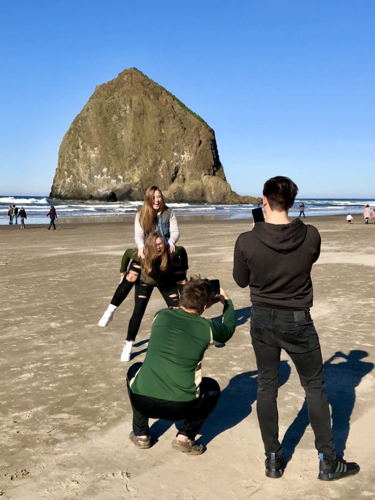 Haystack Rock at Cannon Beach on the Pacific Coast Highway.