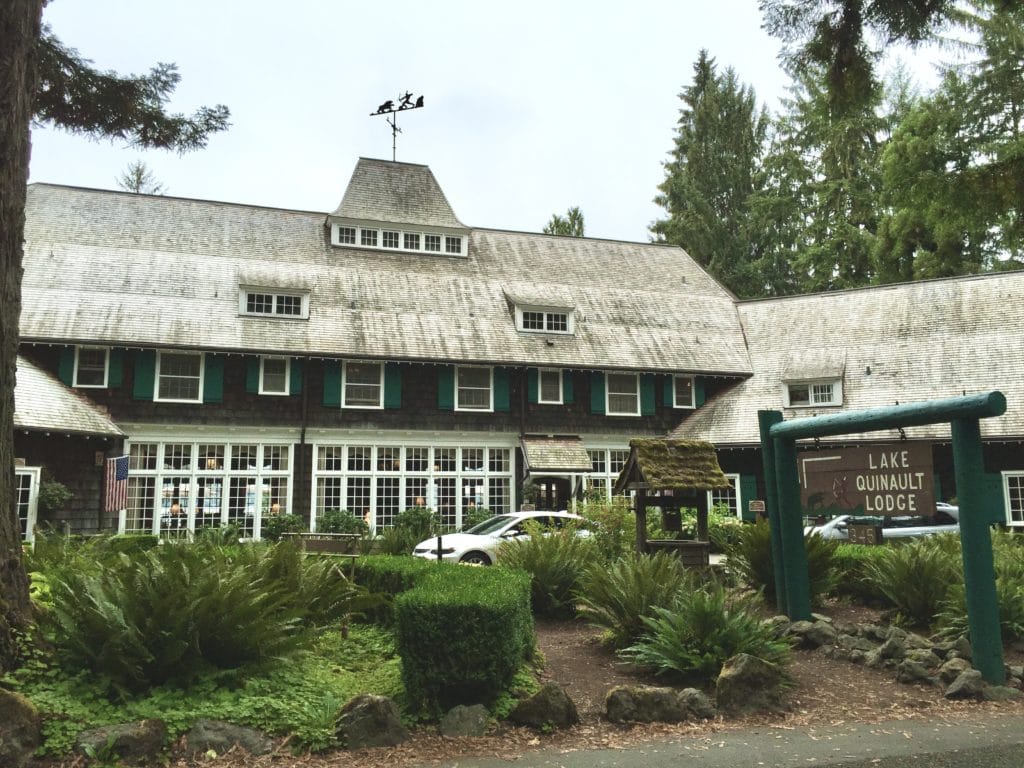 Front view of Lake Quinault Lodge in Olympic National Park