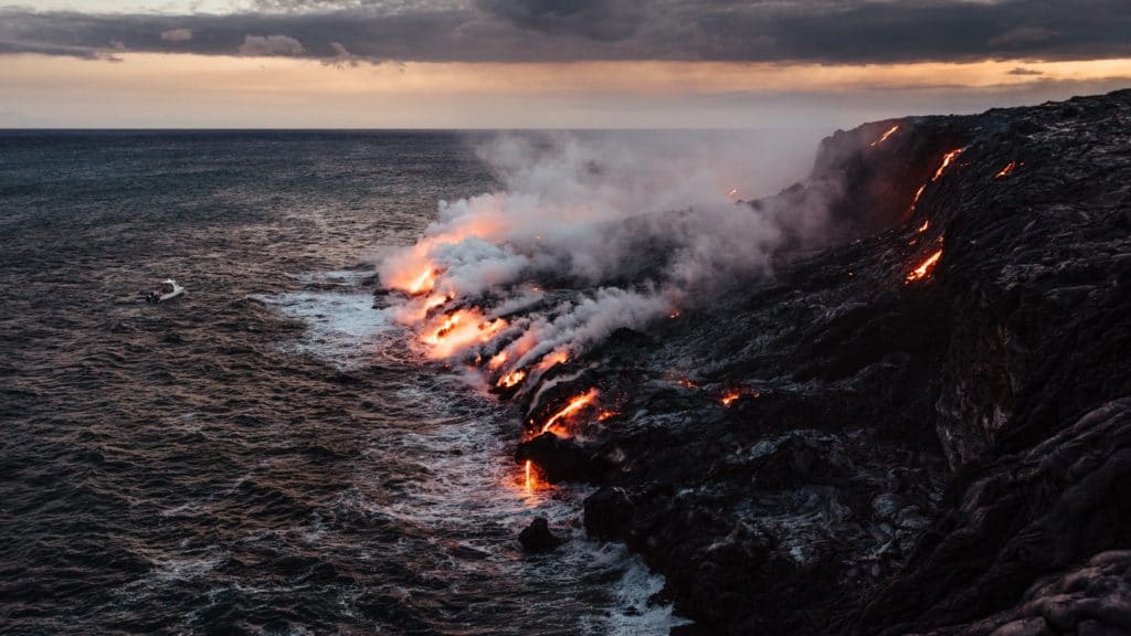 Lava flowing to the sea