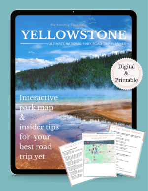 Ultimate Yellowstone NP road trip planner with example pages