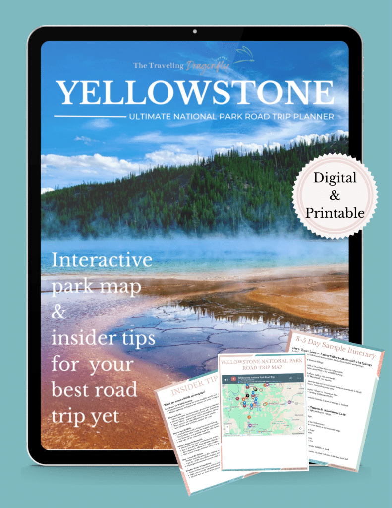 Ultimate Yellowstone NP road trip planner with example pages